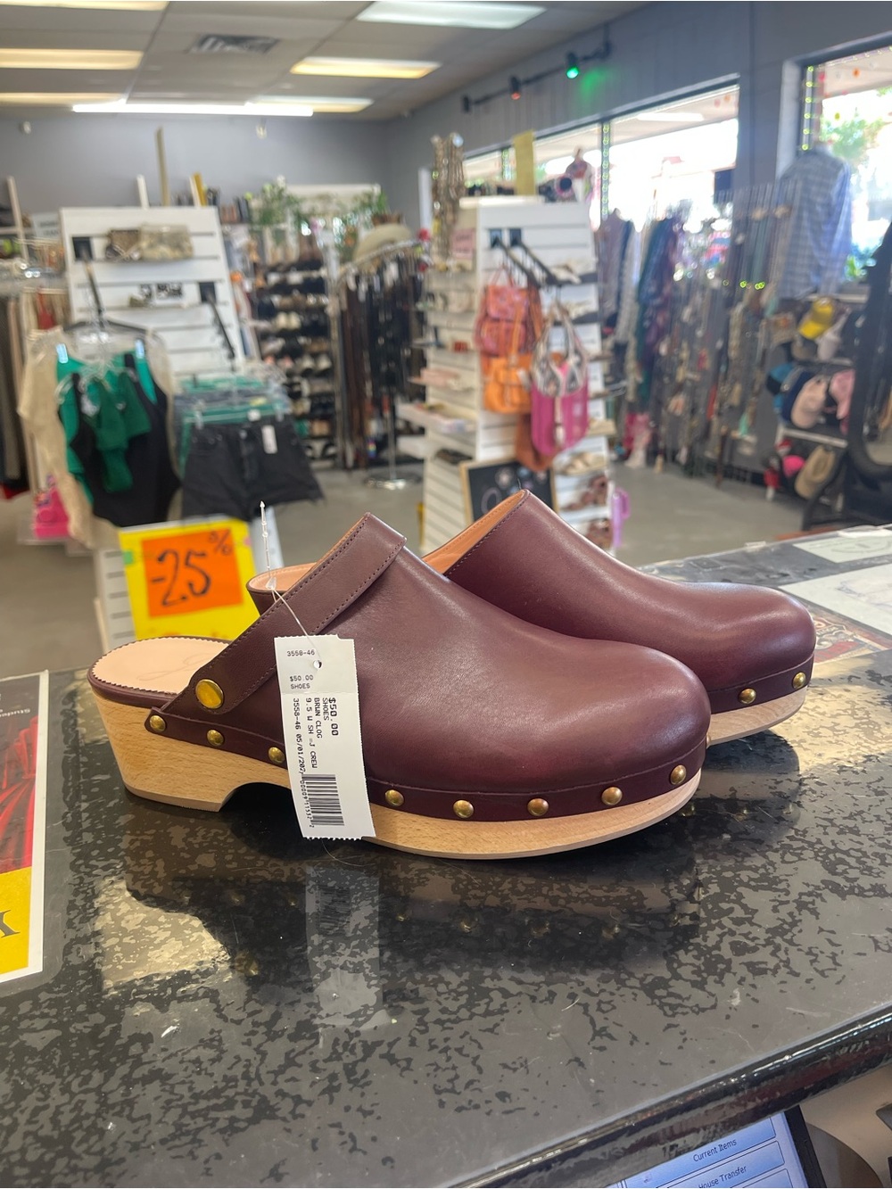 J. Crew Burgundy Leather Studded Clogs